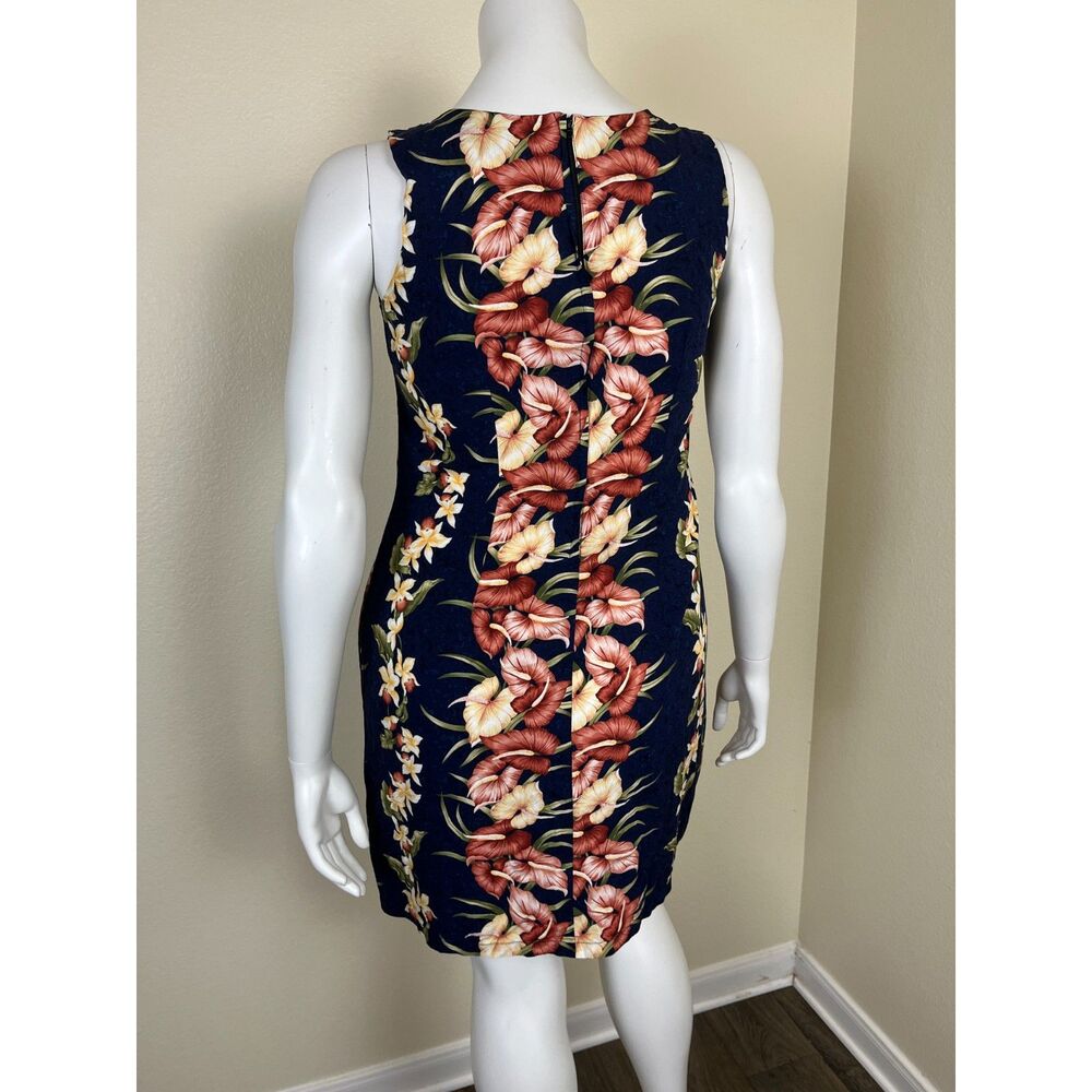 Vintage Two Palms Women Size XL Tropical Floral Sheath Mini Dress Hawaiian Shift - Picture 6 of 14
